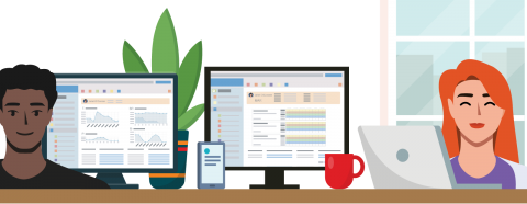 Two therapists and a nurse use eCharts EHR software to do clinical paperwork