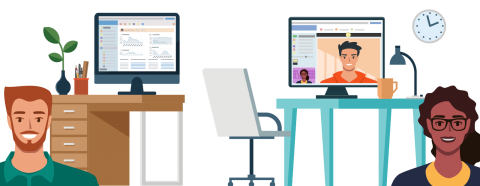 Two users with eCharts on screen with vitals and emdr light bar